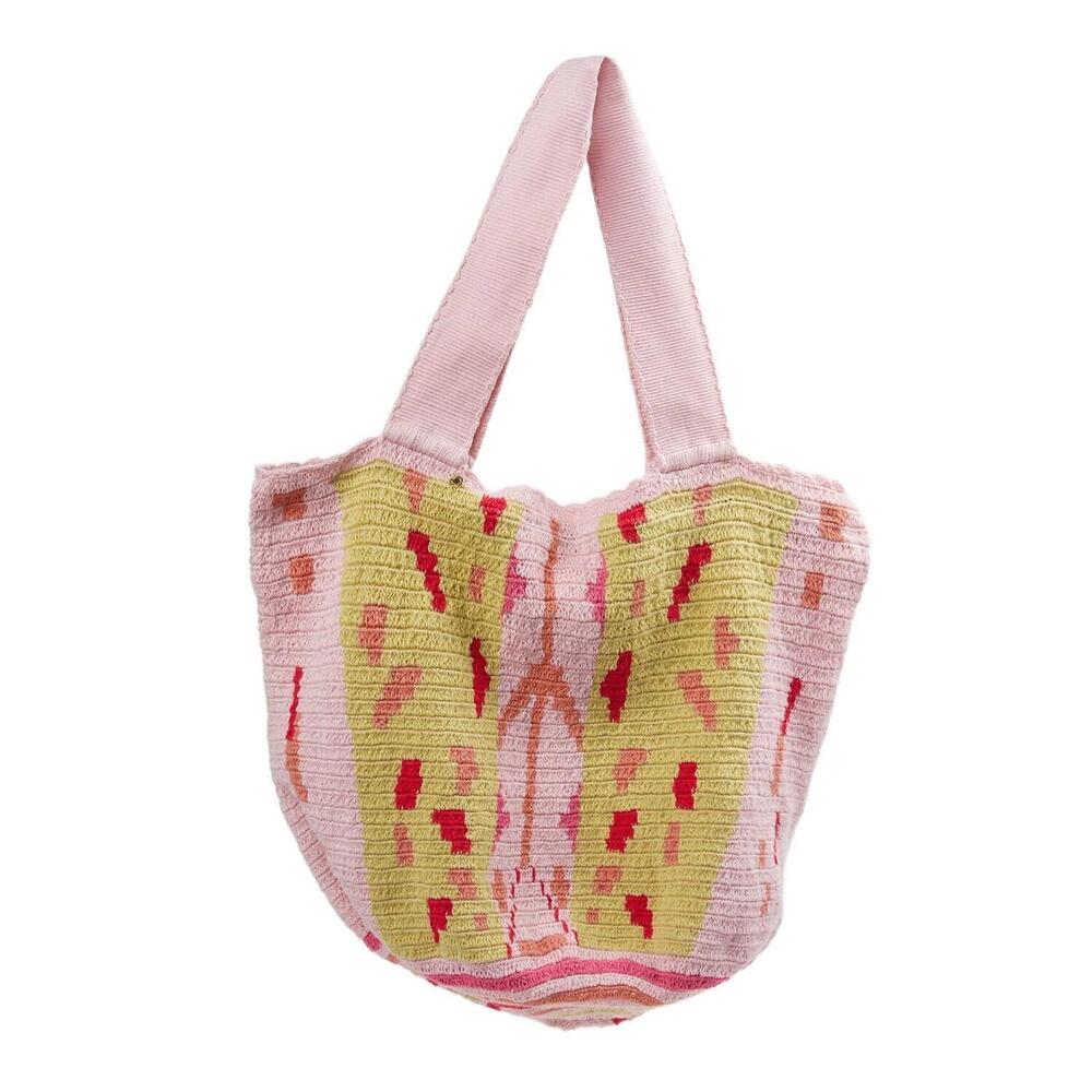 NEW CASTELLANO maleiwa handmade tote bag in pink/red